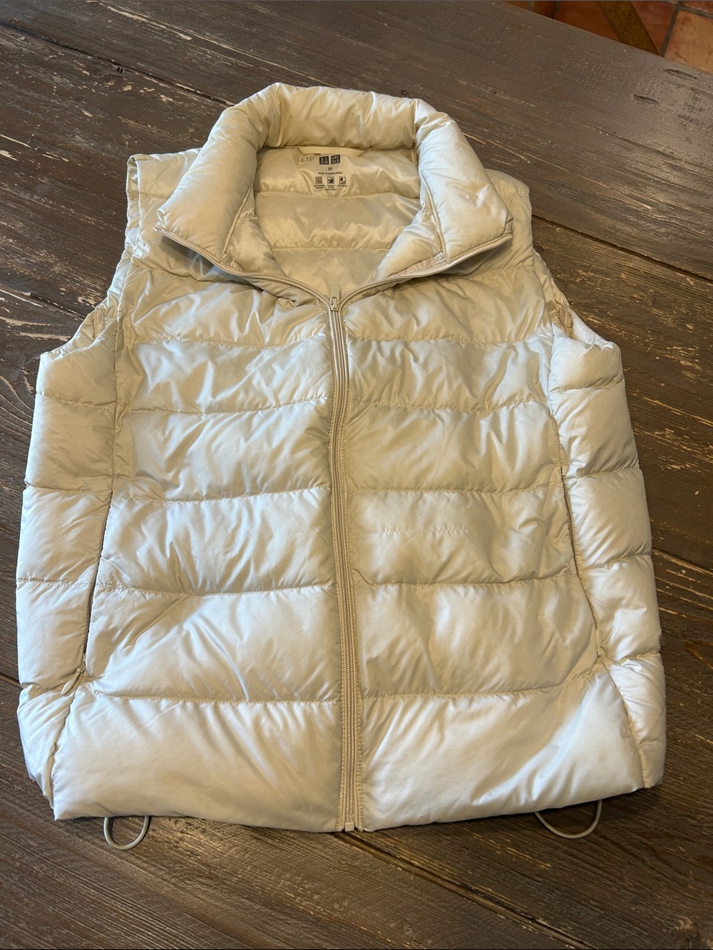 Uniqlo Light Beige Down Quilted Puffer Vest